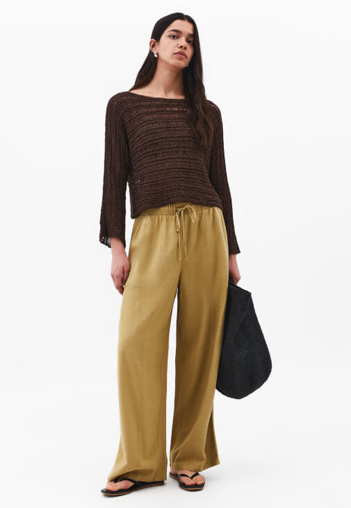 Ajurlu Kazak ve Keten Pantolon Kombini