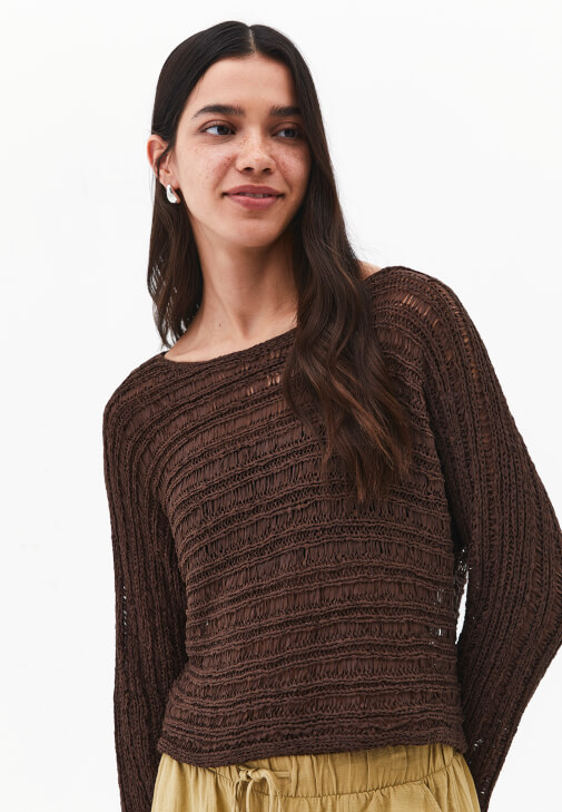 Ajurlu Kazak ve Keten Pantolon Kombini