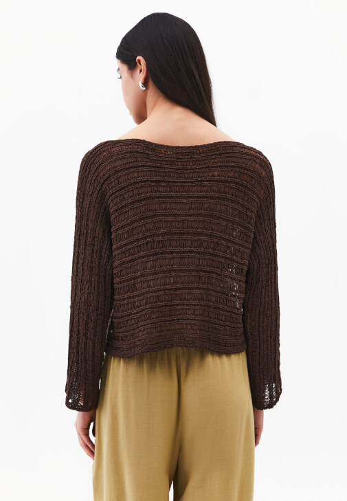 Ajurlu Kazak ve Keten Pantolon Kombini