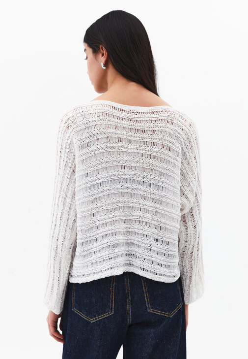 Ajurlu Kazak ve Barrel-Fit Pantolon Kombini