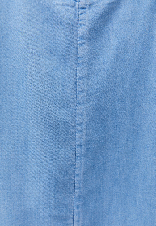 Midi Denim Elbise ve Topuklu Terlik Kombini