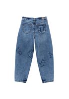 Bayan Mavi Düşük Bel Barrel-Fit Pantolon