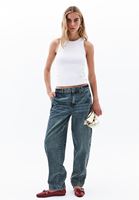 Bayan Kahverengi Düşük Bel Barrel-Fit Pantolon