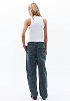 Bayan Kahverengi Düşük Bel Barrel-Fit Pantolon