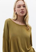 Bayan Yeşil Bot Yaka Triko Kazak