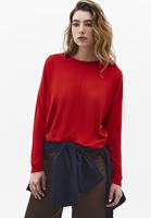 Bayan Kırmızı Bot Yaka Triko Kazak