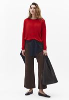 Bayan Kırmızı Bot Yaka Triko Kazak