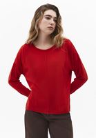 Bayan Kırmızı Bot Yaka Triko Kazak