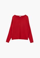 Bayan Kırmızı Bot Yaka Triko Kazak