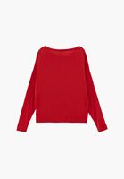 Bayan Kırmızı Bot Yaka Triko Kazak