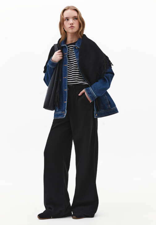 Siyah Wide-Leg Pantolon ( TENCEL™ )