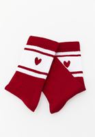 Bayan Kırmızı Kalp Detaylı Çorap