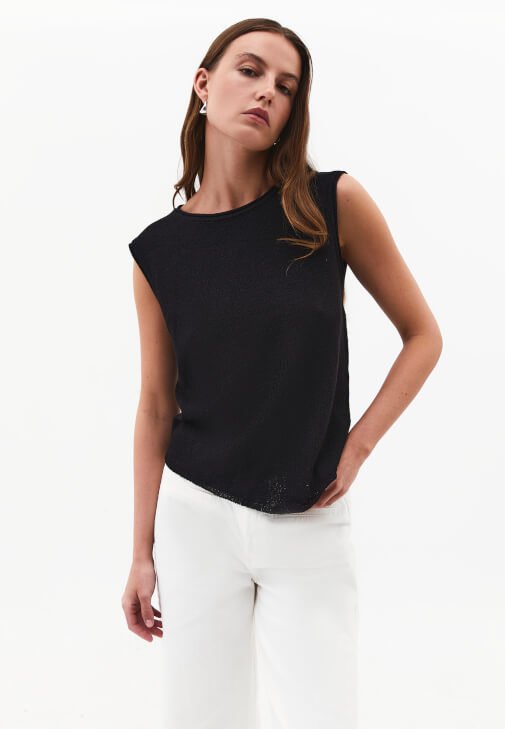 Siyah Sıfır Yaka Triko Atlet