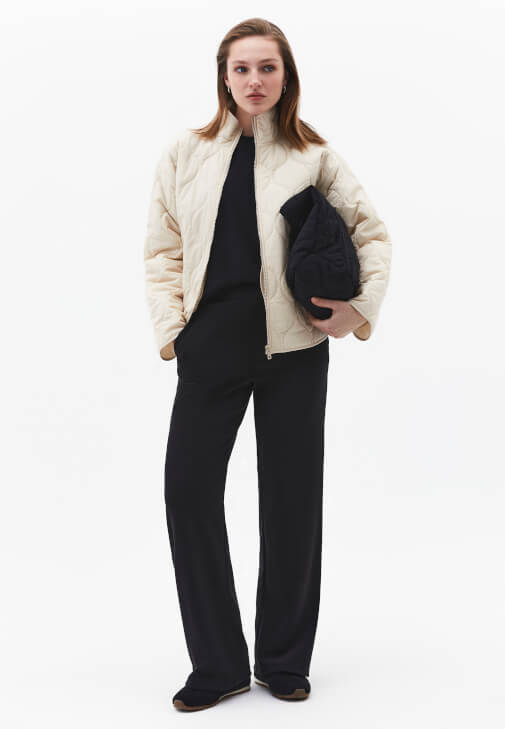  Modal Pantolon ve Kapitoneli Mont Kombini