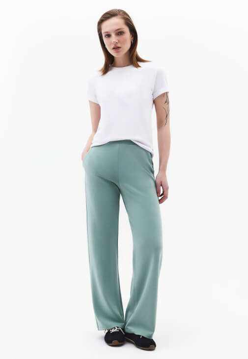 Yeşil Modal Straight-Fit Pantolon