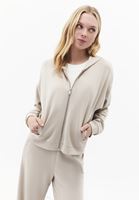 Bayan Bej Modal Fermuarlı Sweatshirt