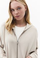 Bayan Bej Modal Fermuarlı Sweatshirt
