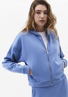 Bayan Mavi Modal Fermuarlı Sweatshirt