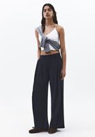 Bayan Siyah Modal Wide-Leg Pantolon