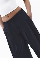 Bayan Siyah Modal Wide-Leg Pantolon