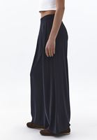 Bayan Siyah Modal Wide-Leg Pantolon