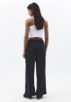 Bayan Siyah Modal Wide-Leg Pantolon