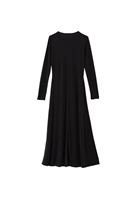 Bayan Siyah Modal Sıfır Yaka Midi Elbise