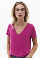 Bayan Pembe Modal V Yaka Tişört