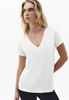 Bayan Krem Modal V Yaka Tişört