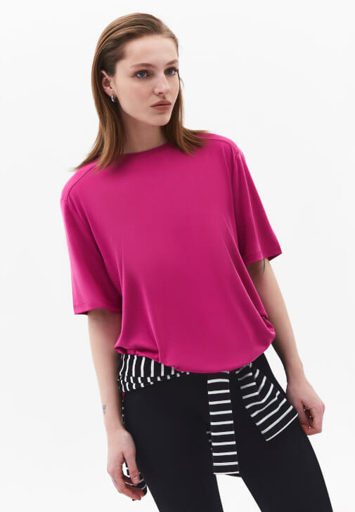 Pembe Modal Oversize Tişört