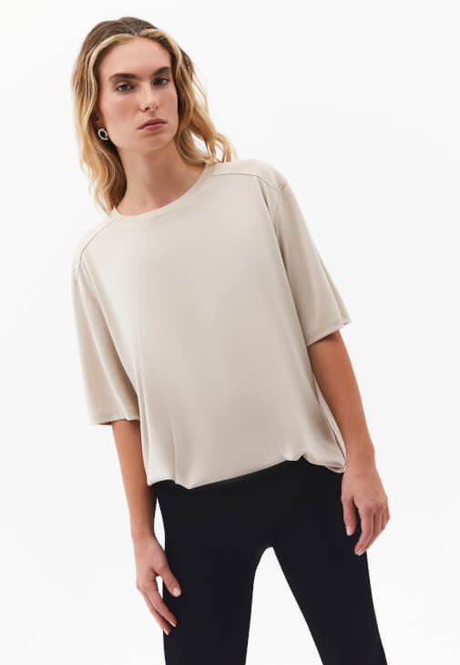 Bej Modal Oversize Tişört