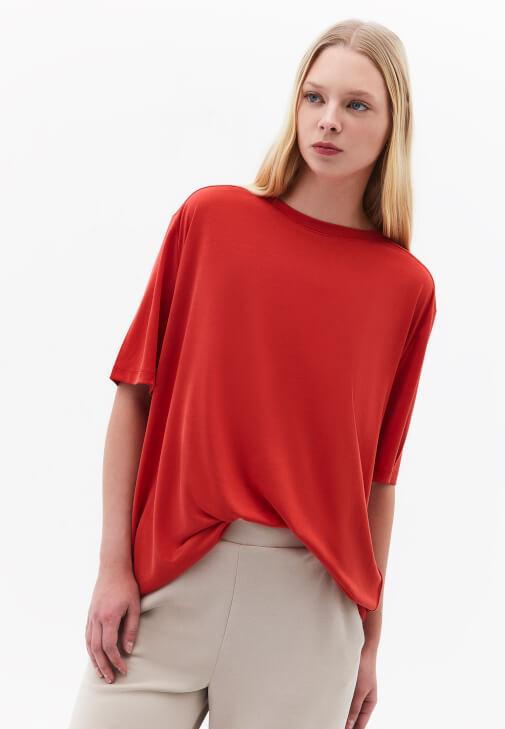 Kırmızı Modal Oversize Tişört