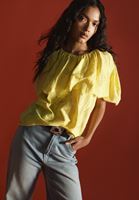 Bayan Sarı Dantel Detaylı Bluz