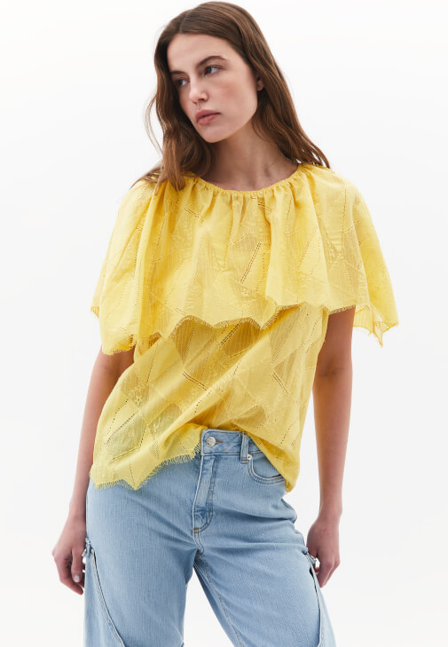 Dantel Bluz ve Denim Pantolon Kombini