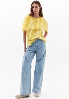 Bayan Sarı Dantel Detaylı Bluz