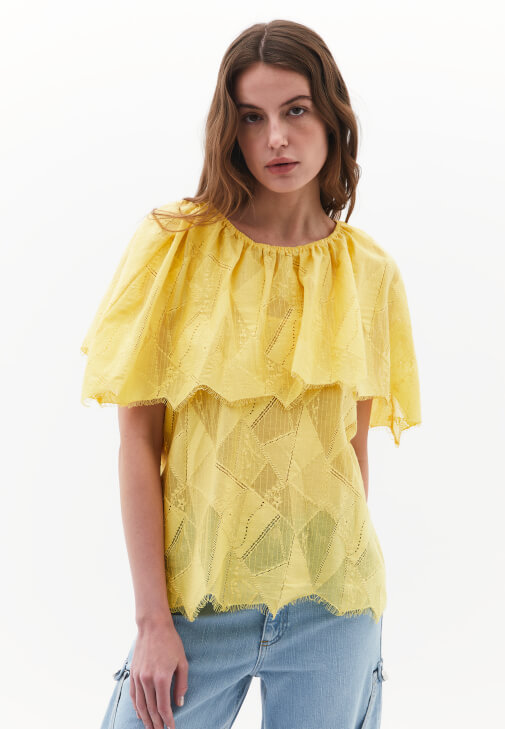 Dantel Bluz ve Denim Pantolon Kombini