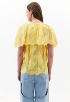 Bayan Sarı Dantel Detaylı Bluz