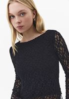 Bayan Siyah Dantelli Bot Yaka Tişört