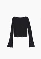 Bayan Siyah Dantelli Bot Yaka Tişört