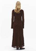 Bayan Kahverengi Dantelli Uzun Etek