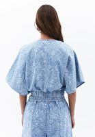 Bayan Mavi Crop Denim Bluz