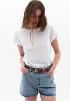 Bayan Mavi Yüksek Bel Denim Şort