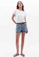 Bayan Mavi Yüksek Bel Denim Şort