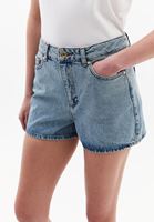 Bayan Mavi Yüksek Bel Denim Şort