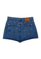 Bayan Mavi Yüksek Bel Denim Şort