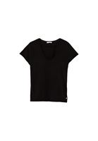 Bayan Siyah Pamuklu V Yaka Tişört