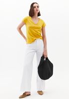 Bayan Sarı Pamuklu V Yaka Tişört