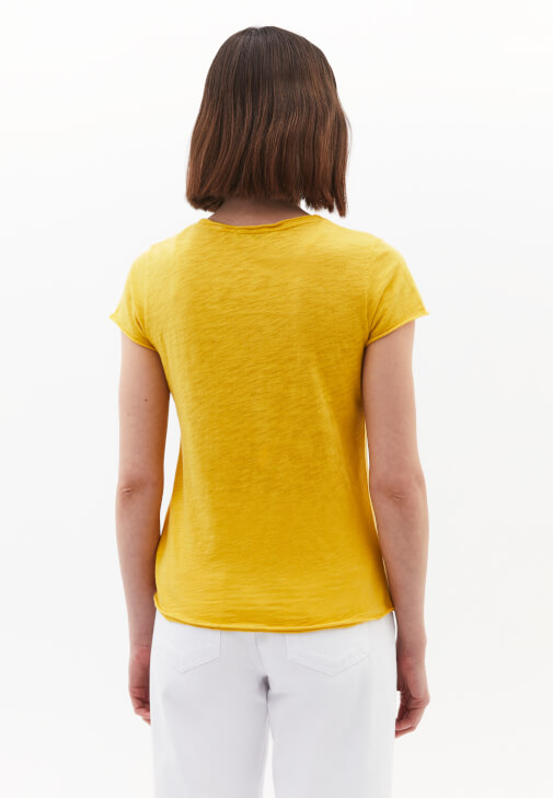 Pamuklu V Yaka Tişört ve Wide-Leg Pantolon Kombini