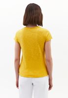 Bayan Sarı Pamuklu V Yaka Tişört