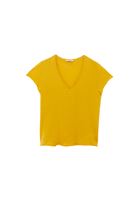 Bayan Sarı Pamuklu V Yaka Tişört